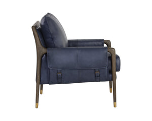 Sunpan Mauti Armchair - Luxurious 100% Bovine Leather with Elegant Wood Frame for Timeless Comfort and Style Distressed Brown / Cortina Ink Leather