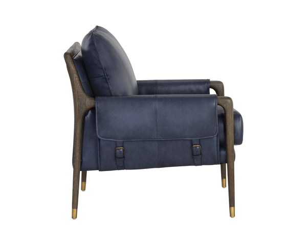 Sunpan Mauti Armchair - Luxurious 100% Bovine Leather with Elegant Wood Frame for Timeless Comfort and Style Distressed Brown / Cortina Ink Leather