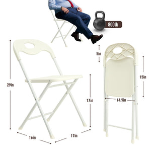 English Elm 4-pack Powder-coated Steel Folding Chairs Faux Leather Seat Stackable Indoor Outdoor W2071P368564