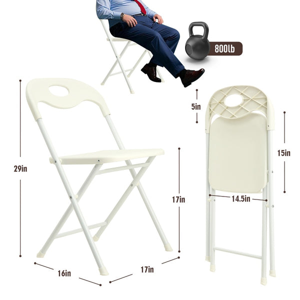 English Elm 4-pack Powder-coated Steel Folding Chairs Faux Leather Seat Stackable Indoor Outdoor W2071P368564