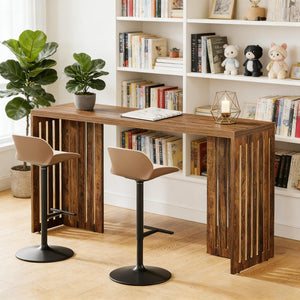 English Elm Bar Table Two Tier Industrial Metal Frame Open Shelf Home Kitchen Entertaining Stand T3971P450247