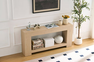 English Elm Rectangular Farmhouse Console Table Slim 63 Inch Mdf Wood Grain Entryway Sofa W2393P301831