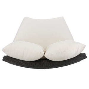 English Elm Christopher Knight Home® - PT Limon 5PCS Sofa Set - Weather-Resistant PE Rattan Half-Circle Lounge with Removable Cushions and Sturdy Iron Frame Grey+White PTLIMON5PCSGRY