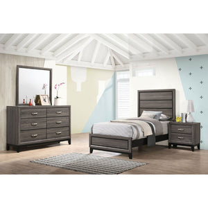 English Elm Cabrillo Two-tone Grey Oak Twin Bedroom Set with Nickel Hardware and Dovetail Storage B062S01687