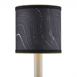 Marble Artisanal Drum Chandelier Shade - Handmade Contemporary Design with Grosgrain Ribbon Accents