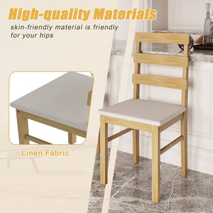 English Elm For Scandinavian Dining Chair Set Upholstered Seat Wooden Frame Three Slat Back Sleek Modern Design, 275LB Capacity Beige W395P316336