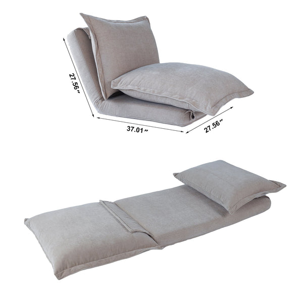 English Elm Convertible Floor Sofa Bed: Stylish, Space-Saving Chair With Adjustable Backrest & Soft Pillows W3422P364822