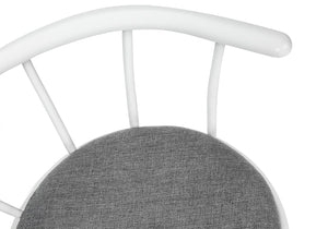 English Elm Barstool, Set of 2 with 360° Swivel, Cushioned Grey Fabric Seats, Sturdy Metal Frame, Contemporary Comfort White 30 L x 23 W x 12 H B2710P219019