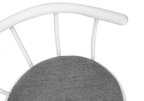 English Elm Barstool, Set of 2 with 360° Swivel, Cushioned Grey Fabric Seats, Sturdy Metal Frame, Contemporary Comfort White 30 L x 23 W x 12 H B2710P219019