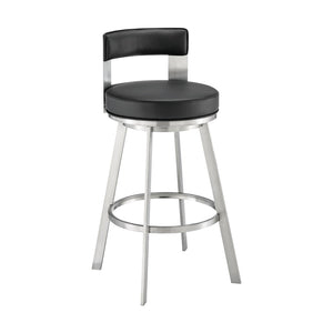 English Elm Flynn Swivel Barstool Faux Leather Cushion Matte Black Frame for Kitchen Island B2736P464830