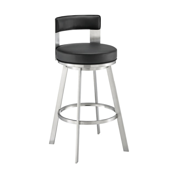 English Elm Flynn Swivel Barstool Faux Leather Cushion Matte Black Frame for Kitchen Island B2736P464830