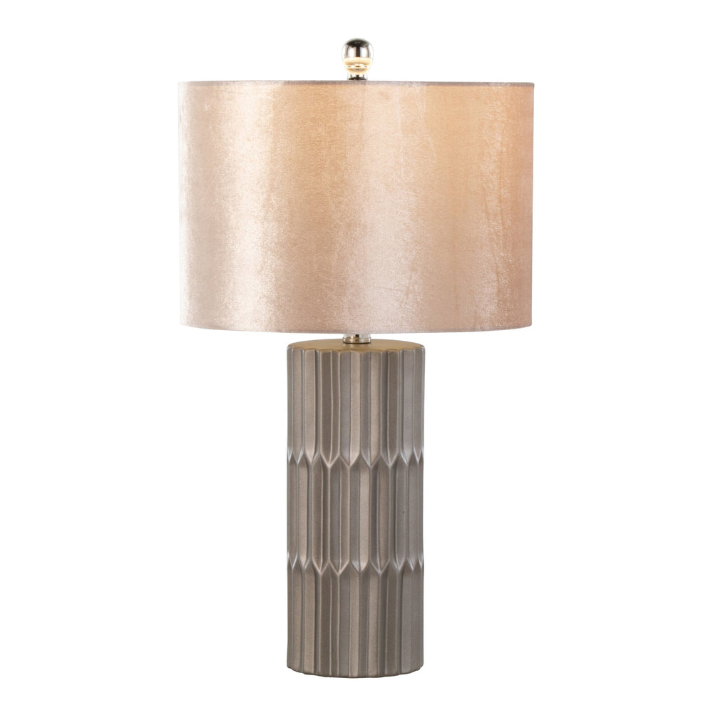 English Elm Tania 22" Ceramic Table Lamp Brown with Metallic Finish and Champagne Shade, Contemporary Elegance B202P224200