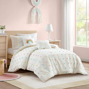 JLA Home Urban Habitat Kids - Cotton Pom Pom Jacquard Comforter Set for Kids — Soft OEKO‑TEX Cotton, Antimicrobial, Machine‑Washable 88 L x 68 W x 1H UHK10-0090