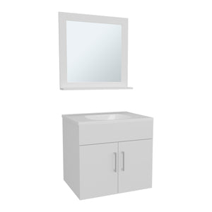 English Elm Blake Contemporary Bathroom Mirror Cabinet with Two Shelves Wall-Mounted Storage, Durable MDF Finish White 29.92 L x 24.8 W x 12.6 H B070P316863