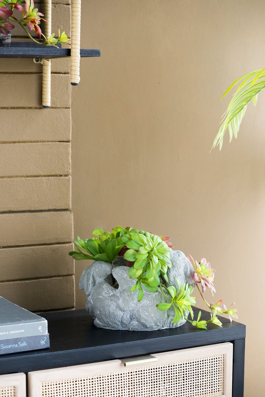 English Elm 10x8x6.5" Bunny Cement Planter – Whimsical Indoor Outdoor Pot with Bold Floral Appeal, 11" Cubic Size W2078P322923