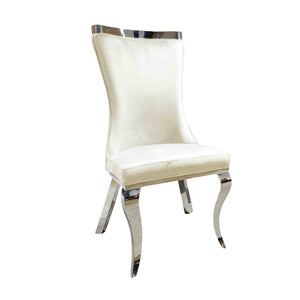 English Elm White Modern Upholstered Side Chair with Gold Legs, Tiger Print Accent, Comfortable Dining Seating White 26 L x 24 W x 18 H B2741S00730