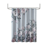 Madison Park Charisma Shabby Chic Cotton Floral Printed Shower Curtain MP70-7697 Grey