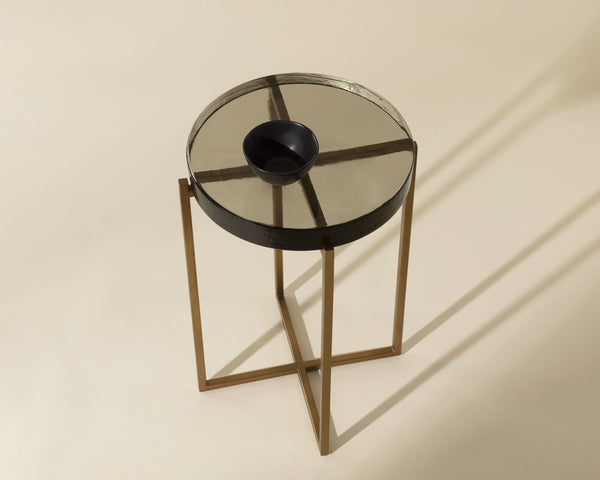 Sunpan Sheena End Table - Elegant Iron Design, Stylish Home Accent, Perfect for Living Room Decor Antique Brass