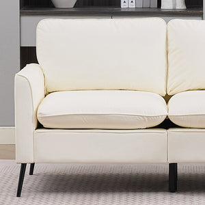 English Elm Ts Cat Paw Faux Leather Accent Chair Nordic Retro Loveseat with Lumbar Support Cream White W2311S00010