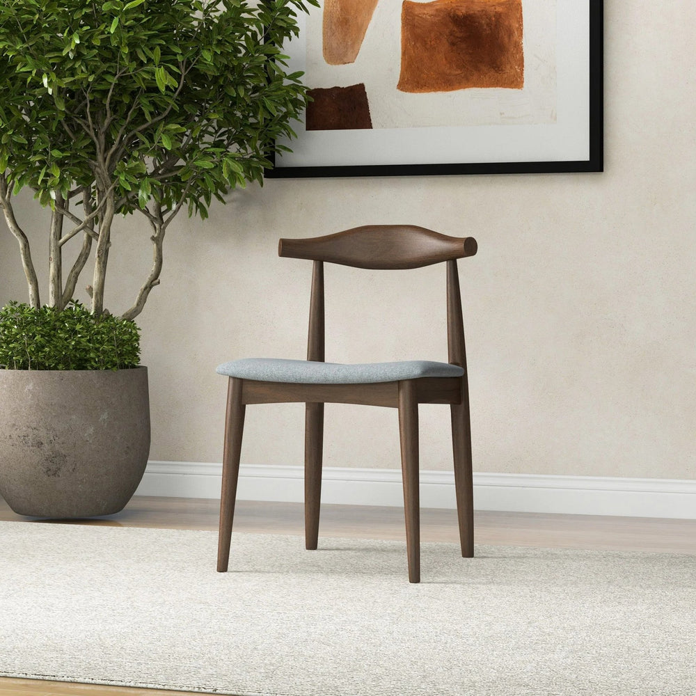 English Elm Ashcroft Furniture - Destiny Gray Fabric Dining Chairs Set of 2 – Mid-Century Modern Short Back with Walnut Legs, No Assembly B183P201606