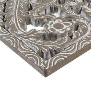 English Elm 2 Pcs Botanical Wall Panels - Distressed Carved Wood Decor Set For Rustic Elegance In Any Space B035P366542