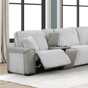 English Elm Ramona Luxurious Corduroy Power Reclining Sectional with Wireless Charging, Hidden Tray & Cupholders B009S02106