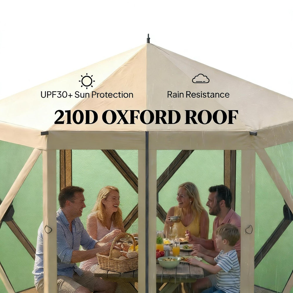 English Elm Outdoor Pop up Screen Canopy Tent with Mesh Walls Upf30 Roof for Camping Gatherings Beige+Black T3971P466893
