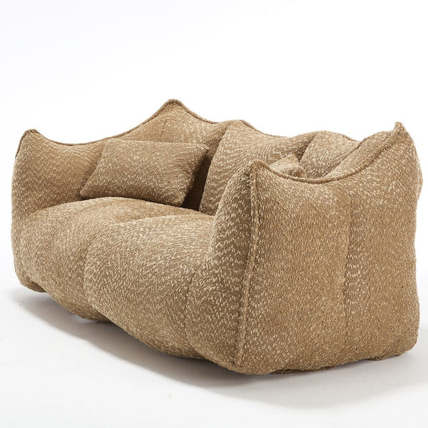 English Elm Soft Plush Foam Beanbag Chair for Two People, Square Recliner Sofa With Superfiber Comfort Embrace Coffee W1996P252275