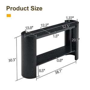English Elm Double-layer Matte Black Console Table Curved Shelf Minimalist Entryway Sofa Side W3875P388012