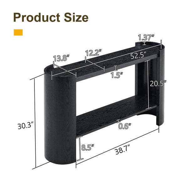 English Elm Double-layer Matte Black Console Table Curved Shelf Minimalist Entryway Sofa Side W3875P388012