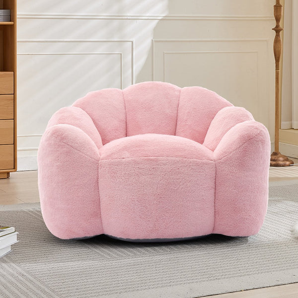 English Elm Lotus memory foam bean bag sofa with pull ring — anti-fouling faux fur, non-slip base, cozy support Pink W2311P357140
