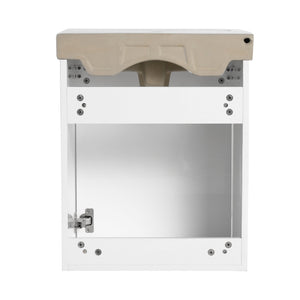 English Elm 18'' Floating Wall-Mounted Bathroom Vanity with Ceramic Sink, Soft-Close Door & Space-Saving Design Glossy White W999P236348