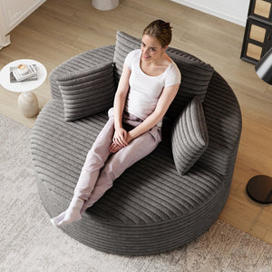 English Elm 50''L Plush Corduroy Sponge Single Sofa Bed with No Assembly, Fluffy Modern Sleeper for Living Areas Grey W834P337418