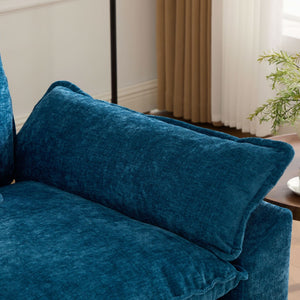 English Elm Wider Armrest 3-Seat Sectional Couch In Blue, Breathable Chenille, Modular Comfort For Any Space W1143S00044-GIGA