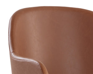 Sunpan Hensley Dining Armchair - Modern Urban Design with Faux Leather and Stylish Matte Black Legs Hazelnut