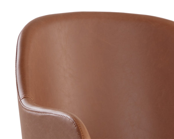 Sunpan Hensley Dining Armchair - Modern Urban Design with Faux Leather and Stylish Matte Black Legs Hazelnut
