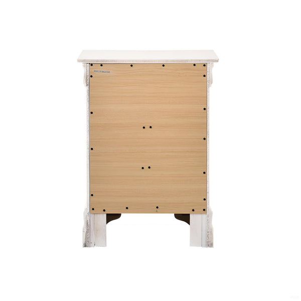 English Elm Charming White Traditional Nightstand with Three Drawers, 29"H x 21"W x 16"D, No Assembly, Bright Finish B078108232