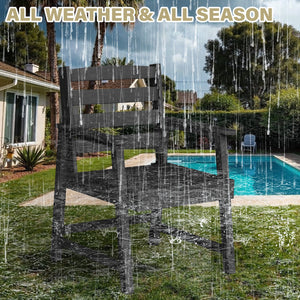 English Elm Single imitation wood grain outdoor dining chair with armrests, waterproof, UV-resistant comfort and durable support Black T3898P371310