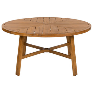 English Elm 5-Piece Acacia Wood Outdoor Dining Set with Water-Resistant Cushions, Umbrella Hole, Beige Comfort N719Z000210A