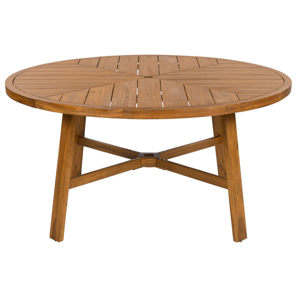 English Elm 5-Piece Acacia Wood Outdoor Dining Set with Water-Resistant Cushions, Umbrella Hole, Beige Comfort N719Z000210A