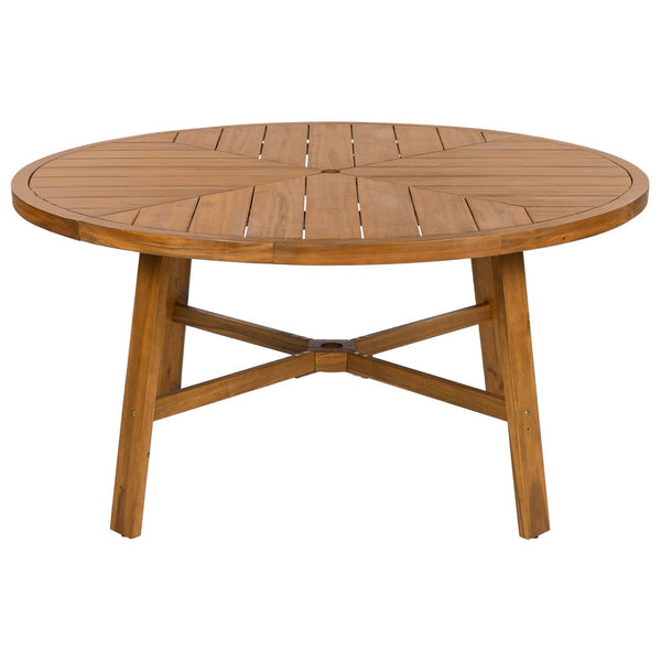 English Elm Outdoor Acacia Hardwood Square Patio Dining Table Seats Six with Umbrella Hole N719P268302A