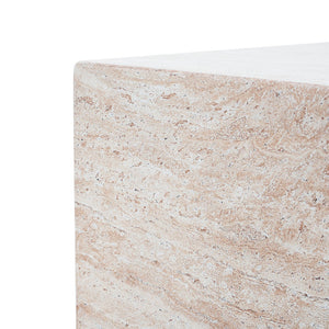 English Elm Christopher Knight Home® - Outdoor/Indoor Square Travertine Side Table - Lightweight Concrete With Modern Cube Design For Versatile Use N773P253774Z