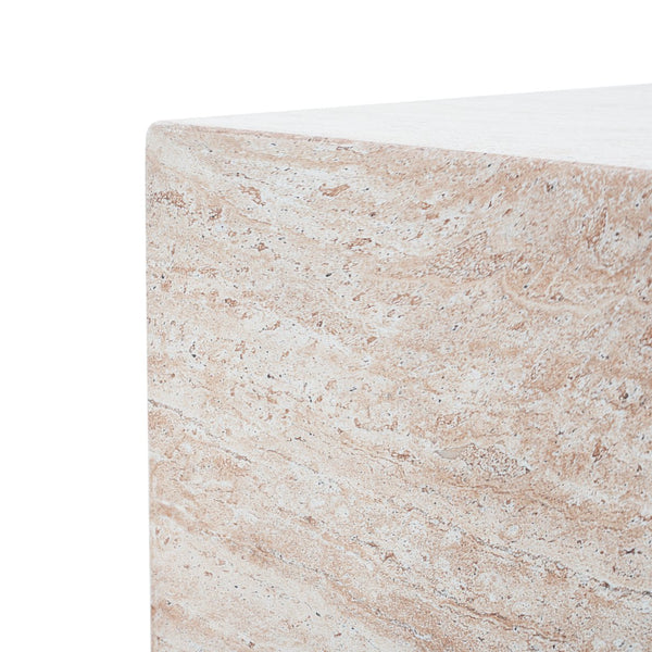 English Elm Christopher Knight Home® - Outdoor/Indoor Square Travertine Side Table - Lightweight Concrete With Modern Cube Design For Versatile Use N773P253774Z