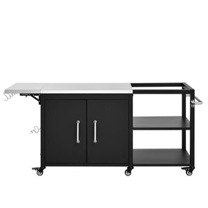 English Elm K&k Stainless Steel Outdoor Grill Cart with Cabinet Drop Leaf and Swivel Casters N707P397500B