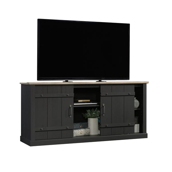 English Elm Credenza, Stylish Black Tv Stand For Up To 70" Tvs With Rustic Charm & Smart Storage Solutions B356P402772
