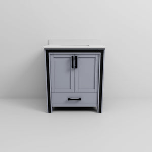 English Elm Dark Grey Bath Vanity 30 in W x 22 in D with Cultured Marble Top, Solid Wood, Soft-Close Drawer, Storage(extra) B2731P260681