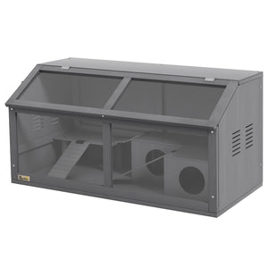 English Elm Pawhut Wooden Hamster Cage With Suspension Bridge & Ladders - Cozy Small Animal Habitat, 33.5" X 18" W2225P200728-GIGA