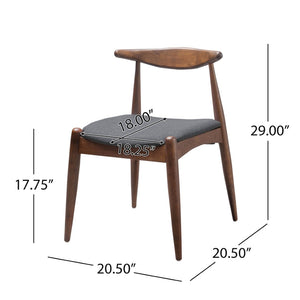 English Elm [video] 5-piece Mid-century Rubberwood Dining Set with Upholstered Chairs for Family Meals Charcoal,Walnut N759S002011F