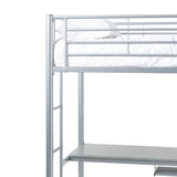 Twin Metal Loft Bed Workstation Silver BLWSSL Walker Edison