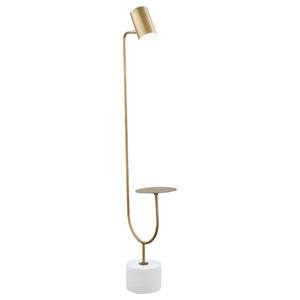 English Elm Corletta Antique Brass Floor Lamp with Grey Shade, Concrete Base, 2-Way Switch for Cozy Ambience B062P333484